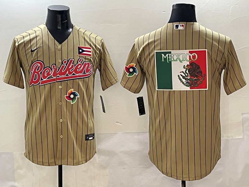 Men Puerto Rico Blank Brown Stripe Joint Name 2025 Nike MLB Jersey style 12